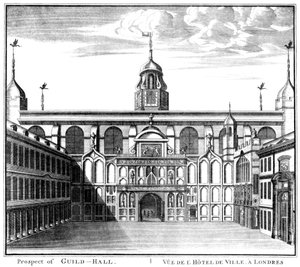 Aussicht auf die Guildhall, City of London, 1886 von Unbekannt