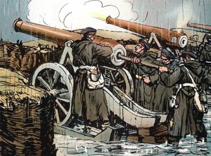 Preußische Artilleriebatterie im Einsatz, Deutsch-Französischer Krieg, 1870-1871