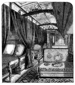Schlafwagen der Pullman Company auf der Union Pacific Railroad, um 1869 von Unbekannt