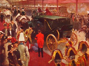Königin Alexandra kommt am Bahnhof Paddington zur Beerdigung von Königin Victoria, 1901
