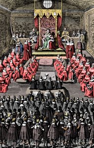 Königin Elisabeth I. im Parlament, 16. Jahrhundert, ca. 1902-1905