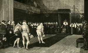 Königin Elisabeth empfängt die französischen Botschafter nach dem Massaker an St. Bartholomäus, 1890 von Unbekannt