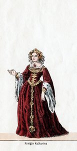 Königin Katharina, Kostümentwurf für Shakespeares Stück, Heinrich VIII., 19. Jahrhundert