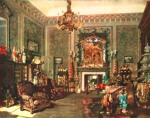 Queen Marys Chinesisches Chippendale-Zimmer im Buckingham Palace, ca. 1935