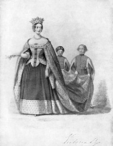 Königin Victoria als Königin Philippa beim Plantagenet Ball, Buckingham Palace, um 1840, 1901