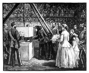 Königin Victoria legt den Grundstein der Royal Albert Hall, London, 1860er Jahre von Unbekannt
