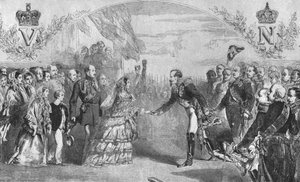 Königin Victoria wird in Boulogne vom Kaiser Napoleon III. empfangen, 18. August 1855, 1901