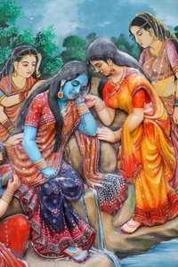 Radha weint nach der Trennung von Krishna, Vrindavan, Indien