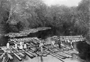 Flöße auf dem Tebicuary-mi Fluss, Paraguay, 1911