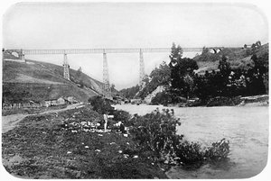 Eisenbahnbrücke über den Malleco-Fluss, Arucania, 1911