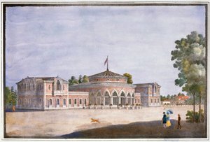 Bahnhof und französisches Restaurant in Catharinhof, St. Petersburg, Russland, 19. Jahrhundert von Unbekannt