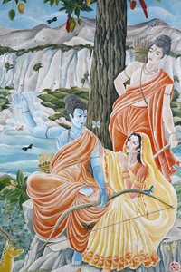 Rama, Sita und Laxman. Pashupatinah, Kathmandu, Nepal