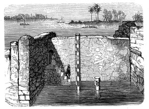 Überreste eines Nilometers, ein antikes Gerät zur Messung der jährlichen Überschwemmung des Nils, ca. 1885