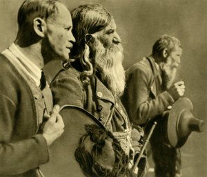 Schützen beten, Tirol, Österreich, ca. 1935