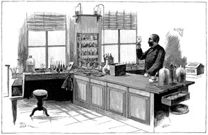 Robert Koch 1843-1910, deutscher Bakteriologe und Arzt in seinem Labor von Unbekannt