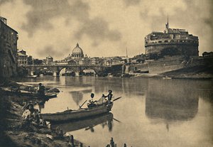 Rom - Der Tiber - Schloss und Brücke von S. Angelo. Kuppel von St. Peter von Unbekannt