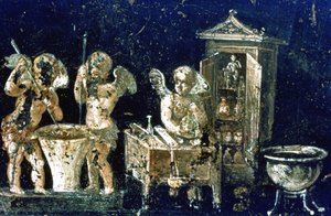Römisches Wandgemälde, Haus der Vettii, Pompeji, Italien
