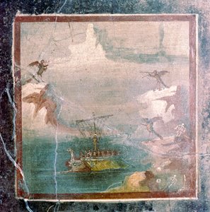 Römische Wandmalerei, Odysseus und die Sirenen, Pompeji, 1. Jahrhundert von Unbekannt