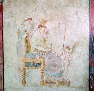Römische Wandmalerei von Aphrodite, Eros und einer der Grazien, 1. Jahrhundert von Unbekannt