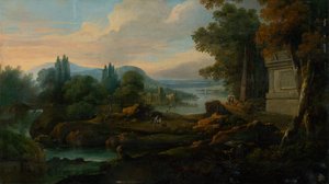 Romantische Landschaft mit Meeresbucht