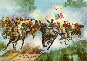 Rough Riders stürmen einen spanischen Außenposten, Kuba, Spanisch-Amerikanischer Krieg, 1898 von Unbekannt