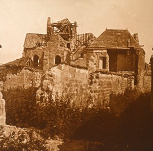 Zerstörte Kirche, Beaumont-sur-Vesle, Nordfrankreich, um 1914-1918