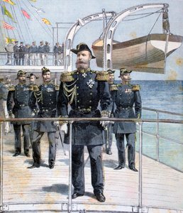 Russischer Admiral Avellan an Bord des Kreuzers Kaiser Nikolaus I., 1893