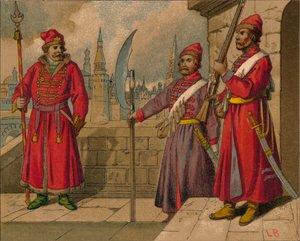 Russische Strelitzi und türkische Wachen des 17. Jahrhunderts - Offizier, Soldaten, 19. Jahrhundert