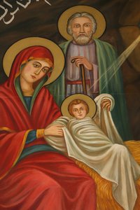 Koptische Kunst in der St.-Antonius-Kirche: Geburt Christi, Jerusalem, Israel von Unbekannt