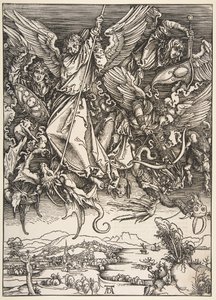 Der heilige Michael kämpft gegen den Drachen, aus der Apokalypse
