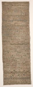 Stickmustertuch, 1717