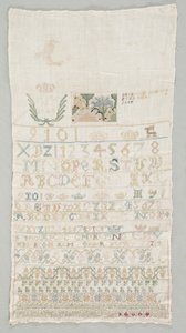 Stickmustertuch, 1742 von Unbekannt