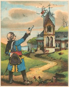 Szene aus Die Abenteuer des Baron Münchhausen von Rudolph Erich Raspe, ca. 1850 von Unbekannt