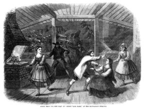 Szene aus dem Stück Sunny Vale Farm, aufgeführt im Haymarket Theatre, London, 1864 von Unbekannt