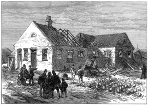 Szene der Explosion in der Patronenfabrik, Greenwich Marshes, 1872