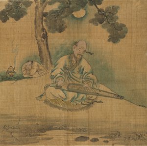 Gelehrter spielt Qin, 1800er Jahre von Unbekannt