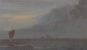 Seestück mit Booten: Abend, ca. 1815