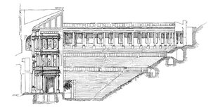 Abschnitt des gallorömischen Theaters in Orange, Provence, Frankreich, 1895