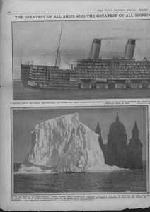 Schnittdiagramm der Titanic und Eisberg, 20. April 1912