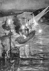 Schlacht der Schiffe im Russisch-Japanischen Krieg, 1904 von Unbekannt
