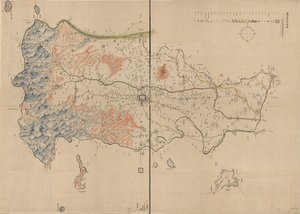 Zeigt Berge, Flüsse, Städte, Dörfer, Märkte, Tempel und Straßen im Landkreis Anyang, Provinz Henan