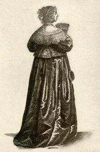 Zeigt die Kleidung einer englischen Dame, 1640, 1937