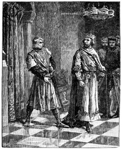 Simon de Montfort streitet mit Heinrich III., 1257, um 1880