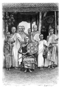 Singhalesische buddhistische Priester, Sri Lanka, 1895