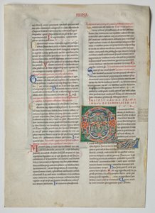 Einzelblatt aus einem Dekret von Gratian: Verzierte Initiale Q[uidam habens filium obtulit]..., ca. 1160