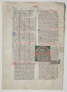 Einzelblatt aus einem Dekret von Gratian: Verzierte Initiale Q[uidam habens filium obtulit], ca. 1160-1165