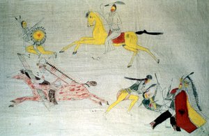 Sioux-Krieger im Kampf, ca. 1890 von Unbekannt