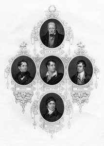 Sir Walter Scott, Thomas Moore, Lord Byron, Robert Burns, Thomas Campbell, 1877 von Unbekannt