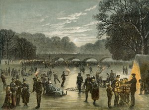 Schlittschuhlaufen auf der Serpentine im Hyde Park, London, ca. 1850