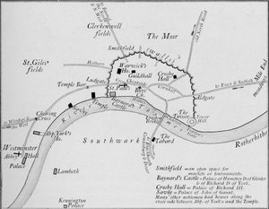 Skizzenkarte von London im 15. Jahrhundert, 1906